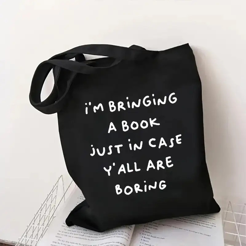 Women'S Bags Very - Eine doppelseitig bedruckte Canvas-Tragetasche, schwarzer Hintergrund