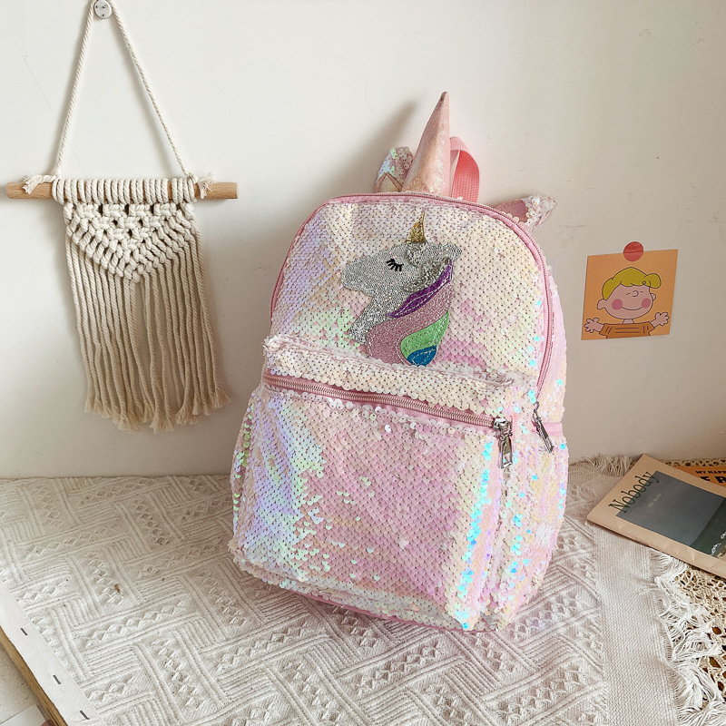Women'S Bags Going Out - Pailletten-Einhorn-Rucksack Rosa Glänzend Leichtgewichtig Mini Individuelles