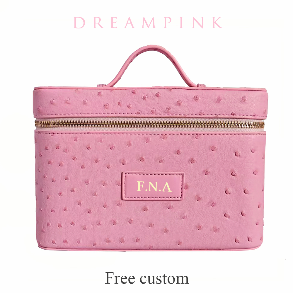 Women Vanity Bags - Luxuriöse Kosmetiktasche im Straußen-Design für Damen,