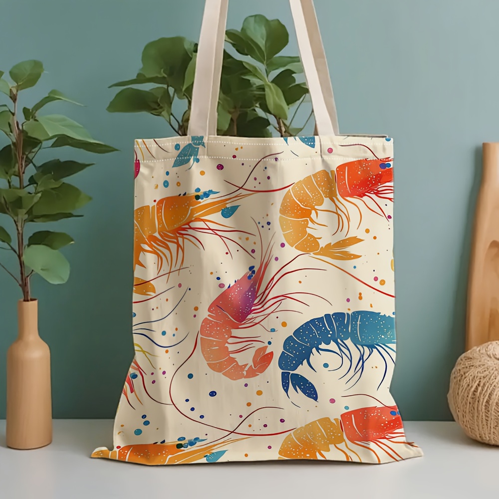 Women'S Bags Very - Bunte Tragetasche mit Garnelenmuster, große Kapazität,