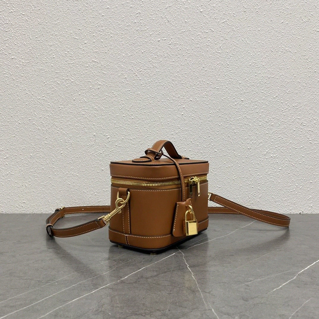 Women Vanity Bags - Retro Braune Leder-Mini-Kosmetiktasche für Damen, Kleine
