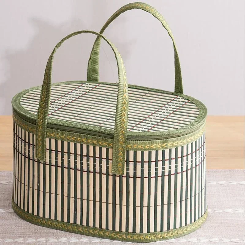 Women Bags Casual - Handgefertigte Bambus-Tragetasche Umweltfreundlicher Faltbarer Picknickkorb Handgemachte