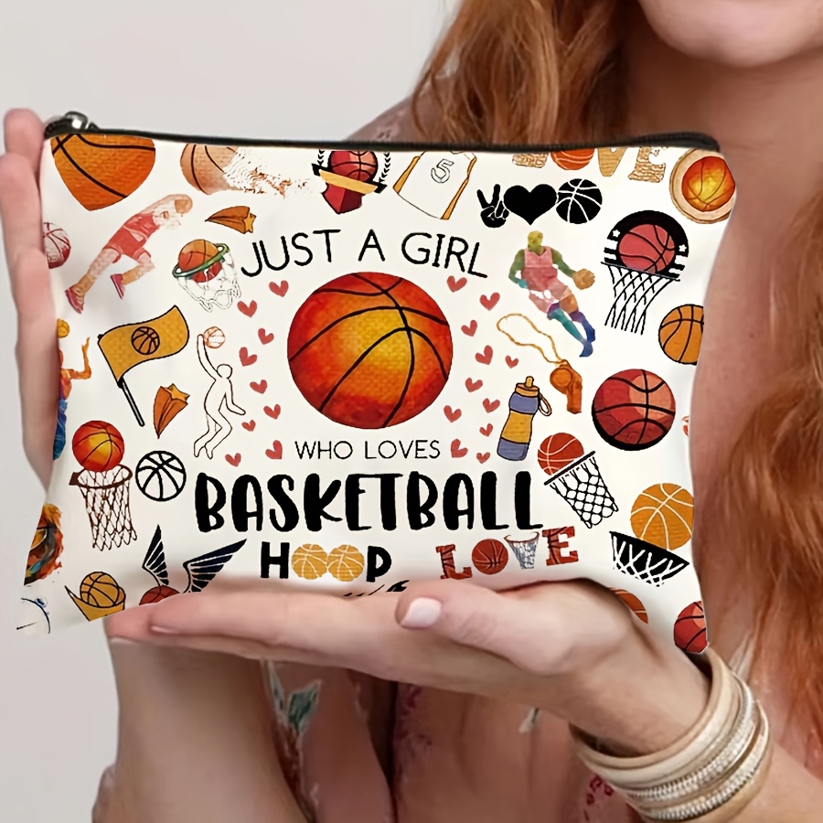 Women'S Best Bags For Travel - Just A Girl Basketball Patters Kosmetiktasche
