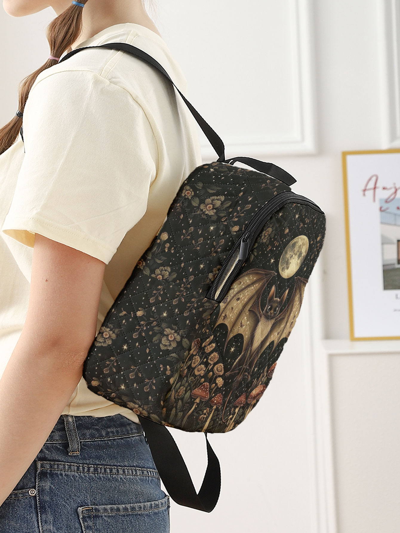 Bat Moon Mushroom Floral Print – Women'S Bags Going Out Bewertung und Preis